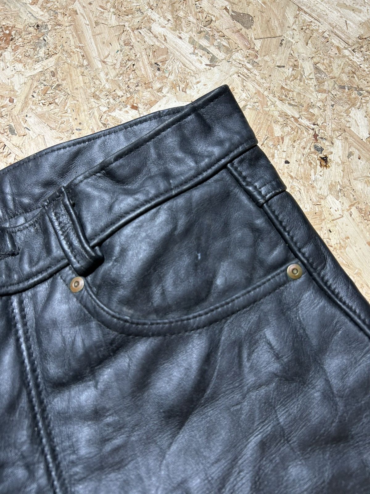 Schott Schott Perfecto Black Leather Pants Size US 31 - 5 Thumbnail
