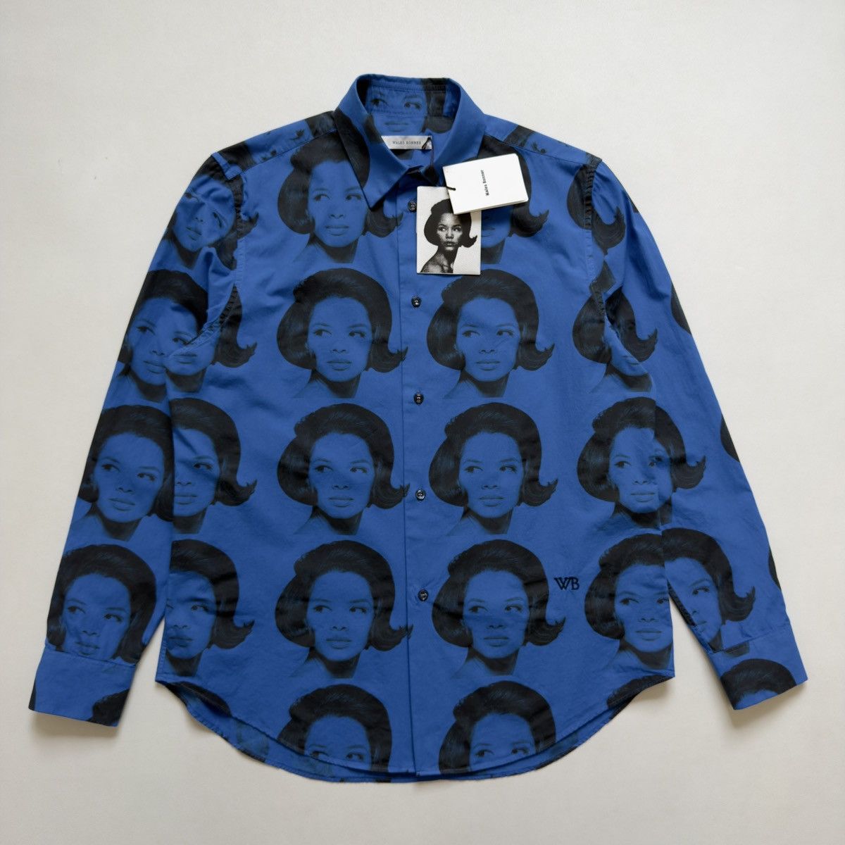Wales Bonner A/W 25 ‘Selah’ Blue+Black Face Print Shirt Size US L / EU 52-54 / 3 - 2 Thumbnail