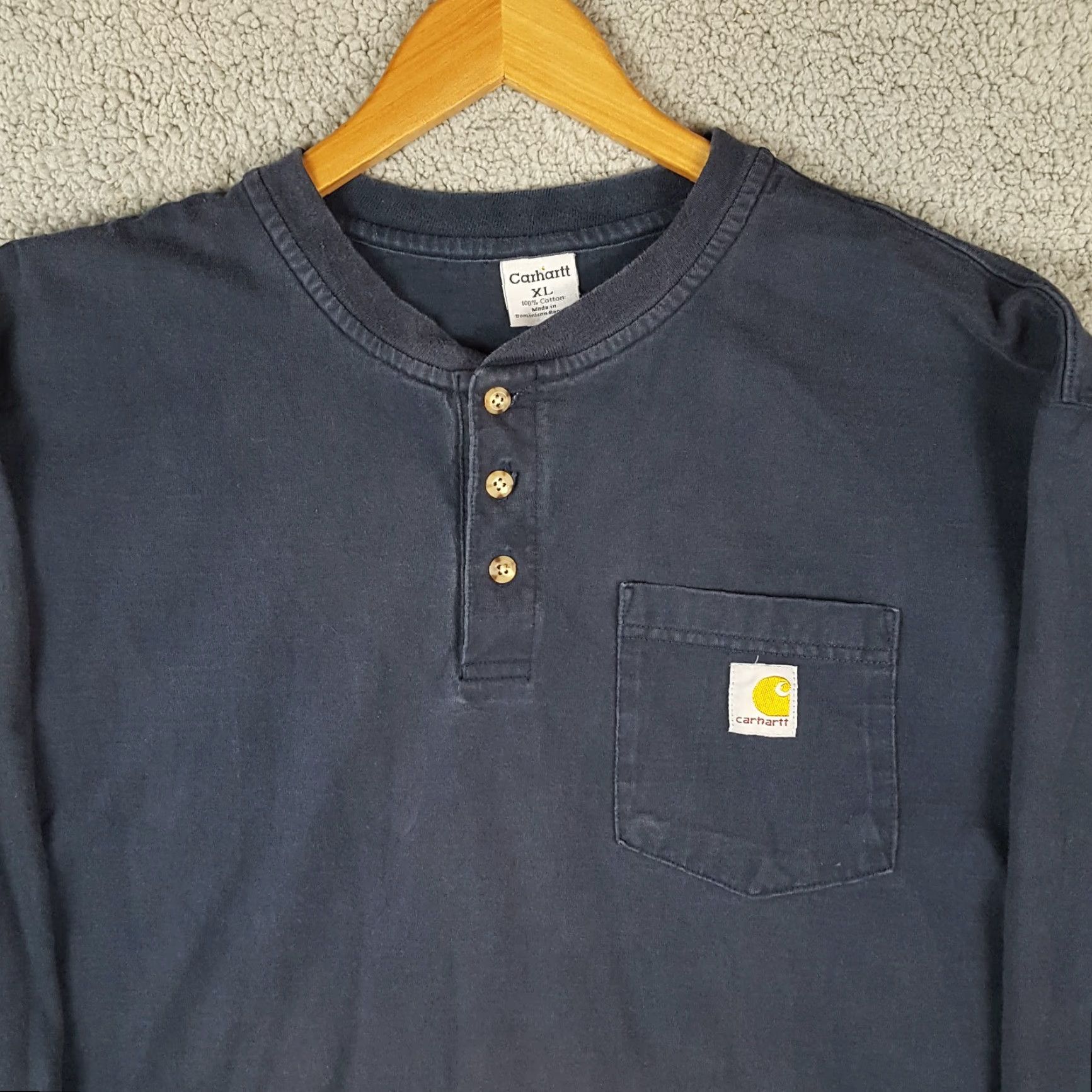 Carhartt VINTAGE Carhartt Faded Grunge Long Sleeve Henley T-Shirt Men's XL Navy Blue Logo Retro Workwear Size US XL / EU 56 / 4 - 2 Thumbnail