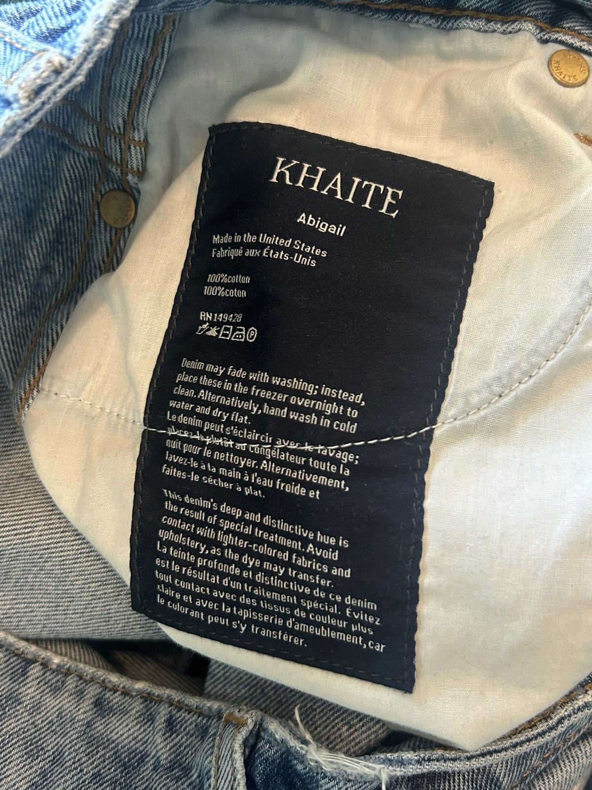 KHAITE ‘Abigail’ Distrressed Straight Leg Jeans Size 28" / US 6 / IT 42 - 7 Thumbnail