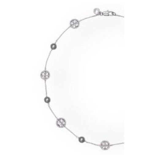 Tory Burch Tory Burch Silver Miller Pavé Pearl Necklace Size ONE SIZE - 2 Thumbnail