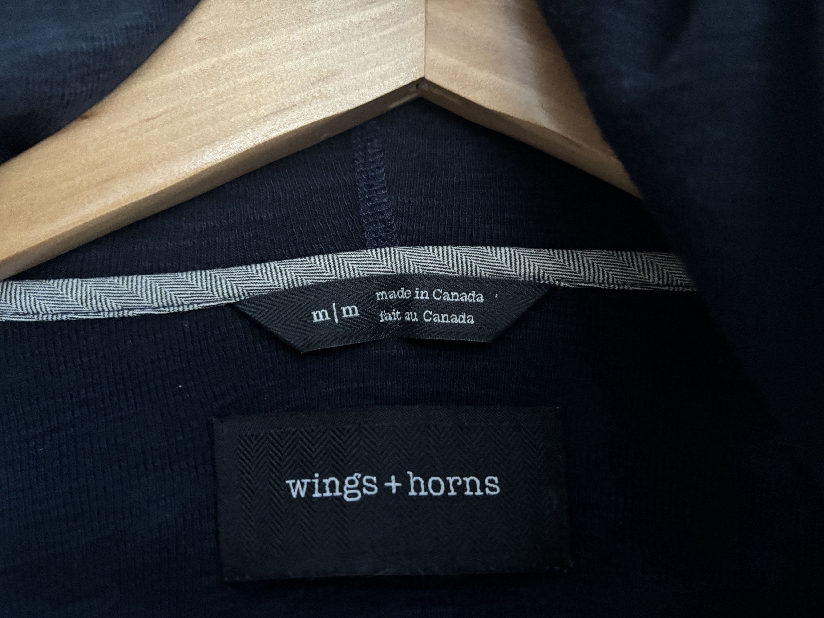 Japanese Brand Wings + Horns Navy Slub Cotton Hoodie - Medium Size US M / EU 48-50 / 2 - 6 Thumbnail
