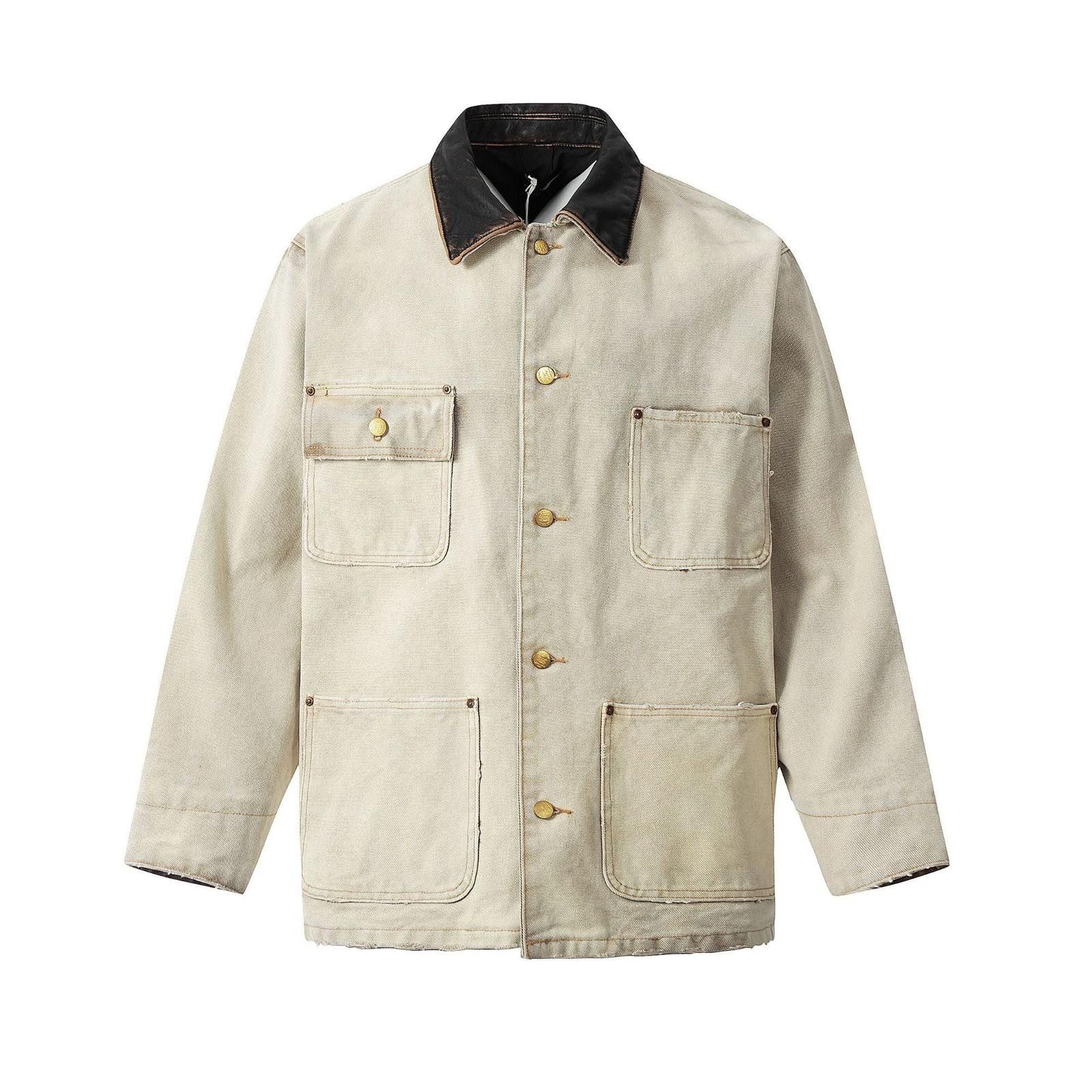 Japanese Brand Beige Utility Jacket with Black Collar Size US M / EU 48-50 / 2 - 1 Thumbnail
