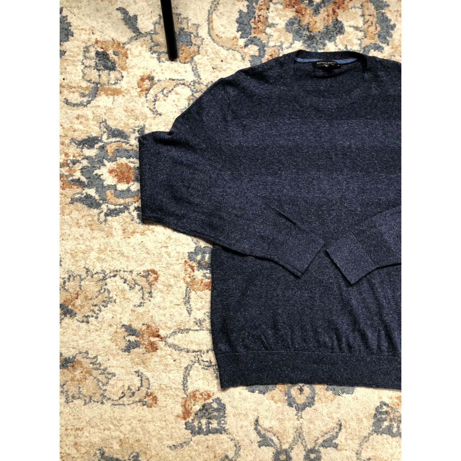 Banana Republic Banana Republic Sweater Mens Medium Blue Silk Linen Crewneck Pullover Knit Size US M / EU 48-50 / 2 - 3 Thumbnail