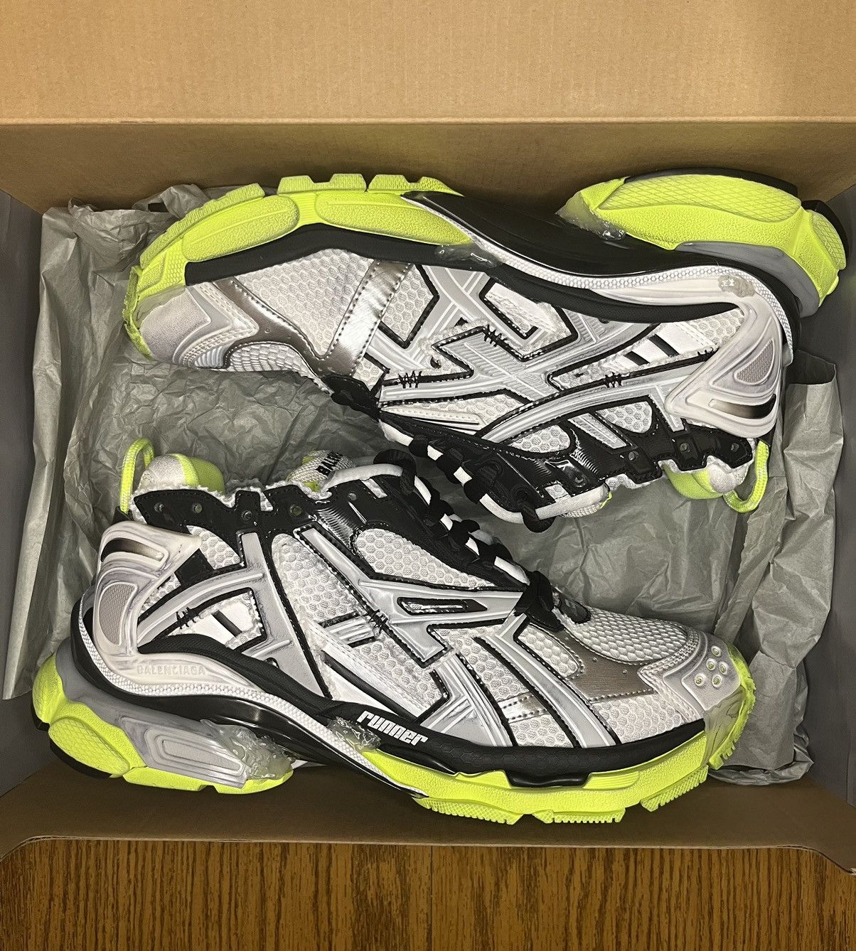 image of Balenciaga Runner Sneaker White/black/fluo Yellow, Men's (Size 9)