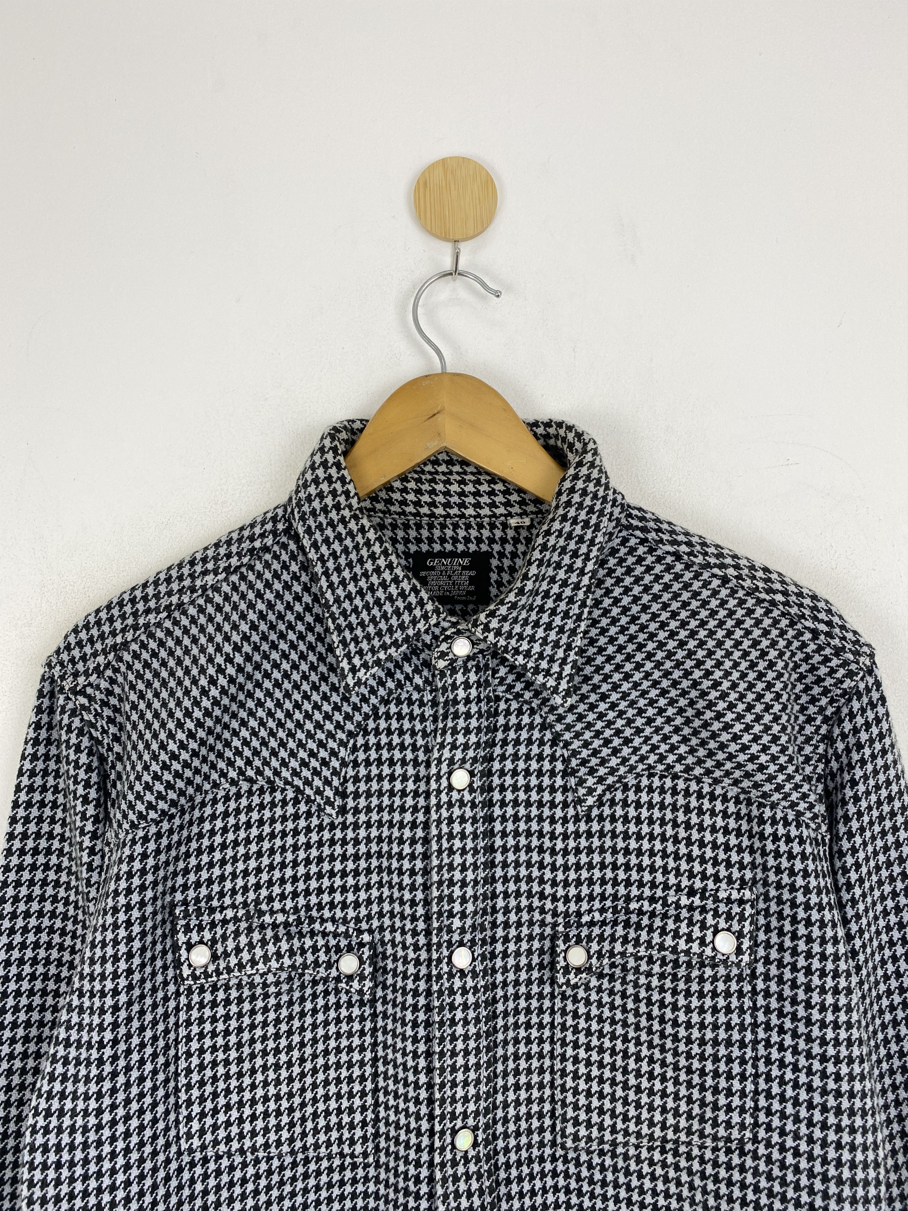 The Flat Head The Flat Head Brown Houndstooth Button Up Shirt TA0620 Size US XXS / EU 40 - 2 Thumbnail