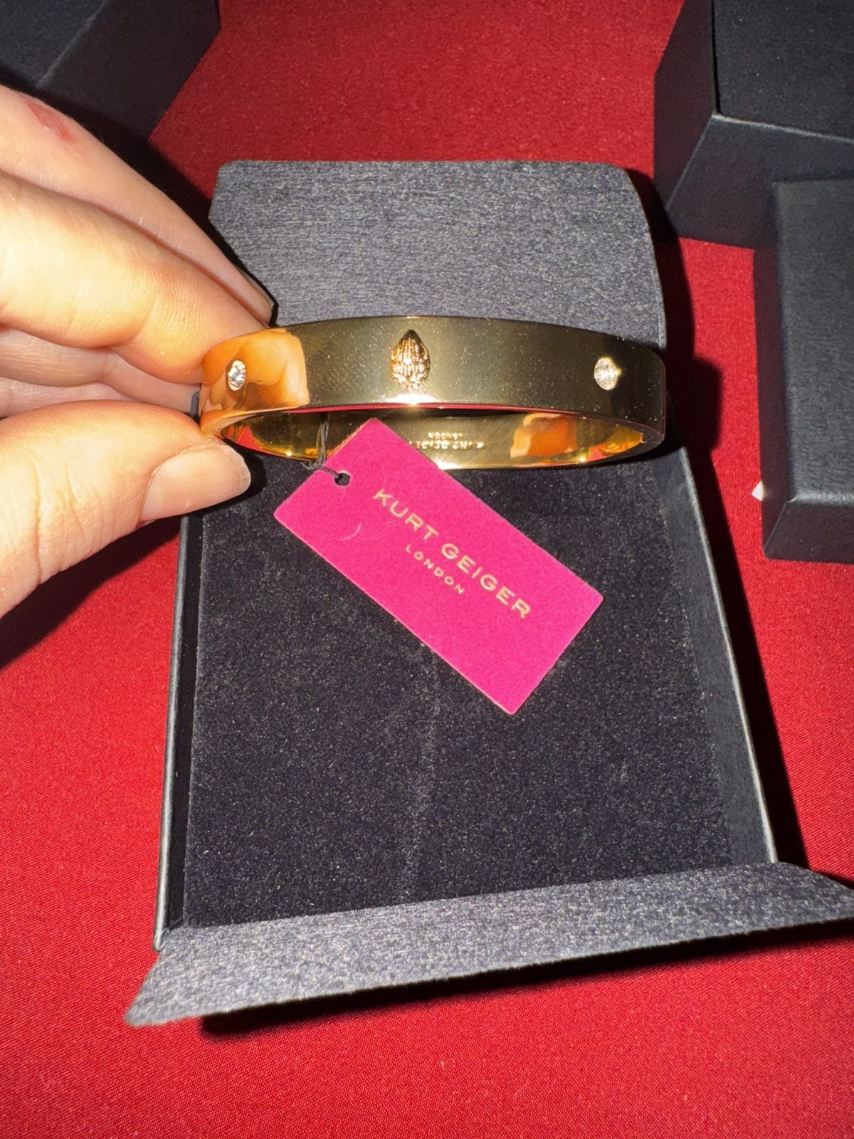 Kurt Geiger Kurt Geiger London Crystal Hinge Bangle Gold Tone Size ONE SIZE - 1 Thumbnail