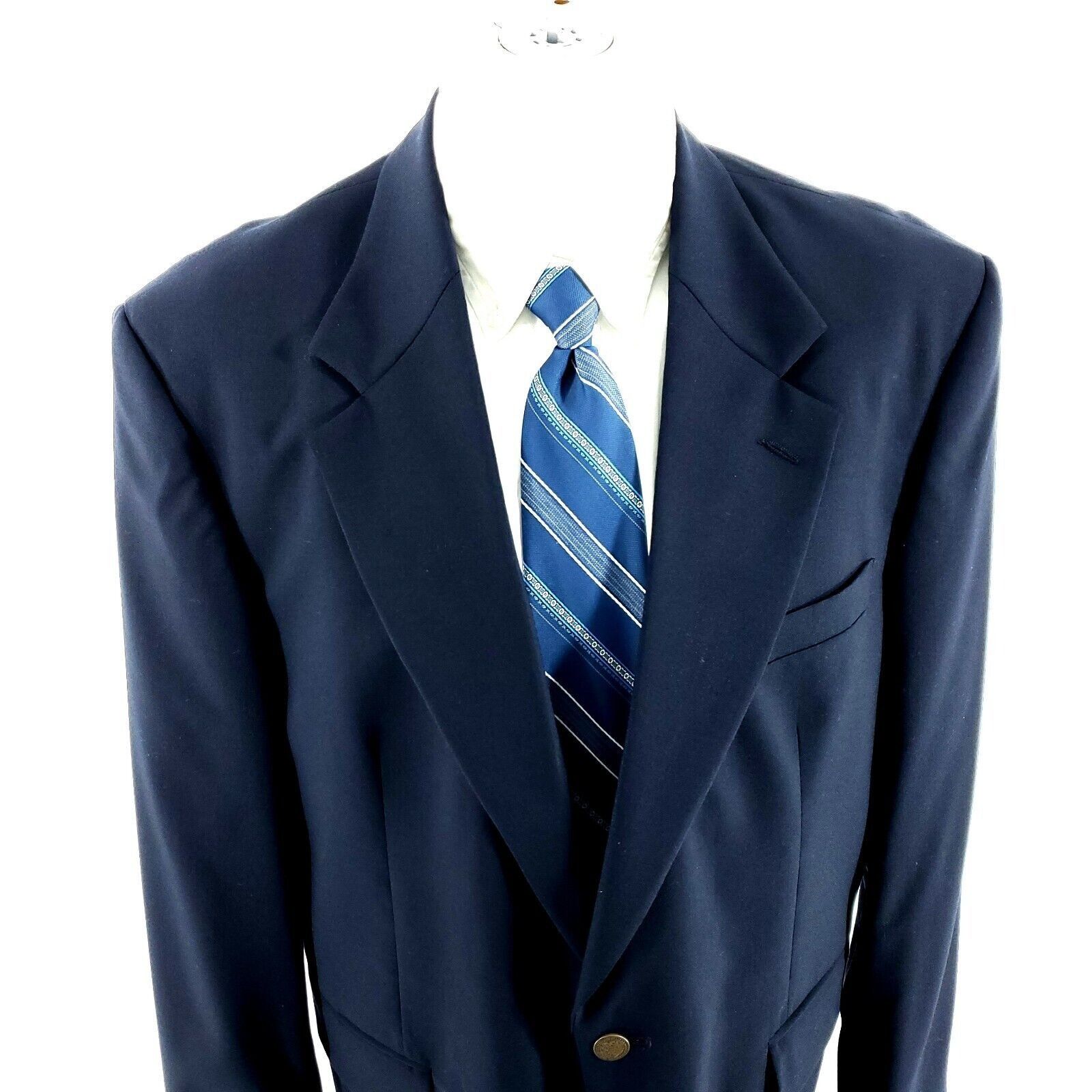 Oscar De La Renta Oscar De La Renta Wool 2 Bronze Button Blazer 42R Blue Tagge Size 42R - 1 Thumbnail
