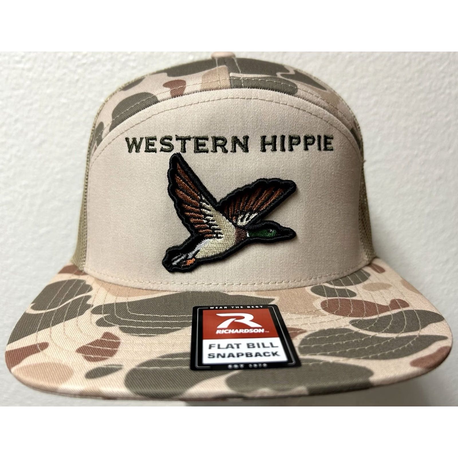 Vintage VINTAGE NWT Western Hippie Lost Duck Brackish 7 Panel Flat Bill Snapback Hat Camo Size ONE SIZE - 2 Thumbnail