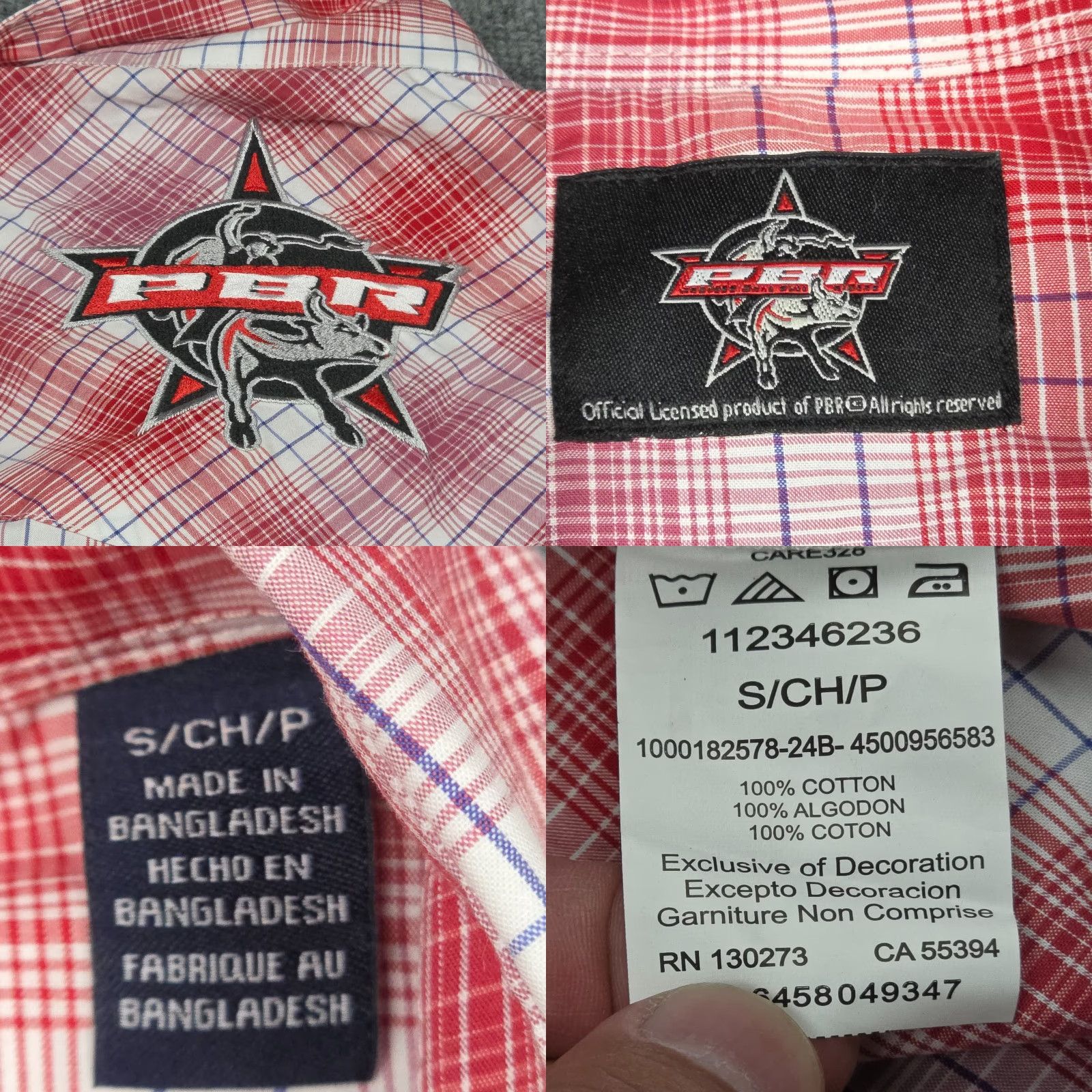 Wrangler Wrangler PBR Pearl Snap Shirt Mens Small Red White Western Rodeo Cowboy Shirt Size US S / EU 44-46 / 1 - 8 Thumbnail
