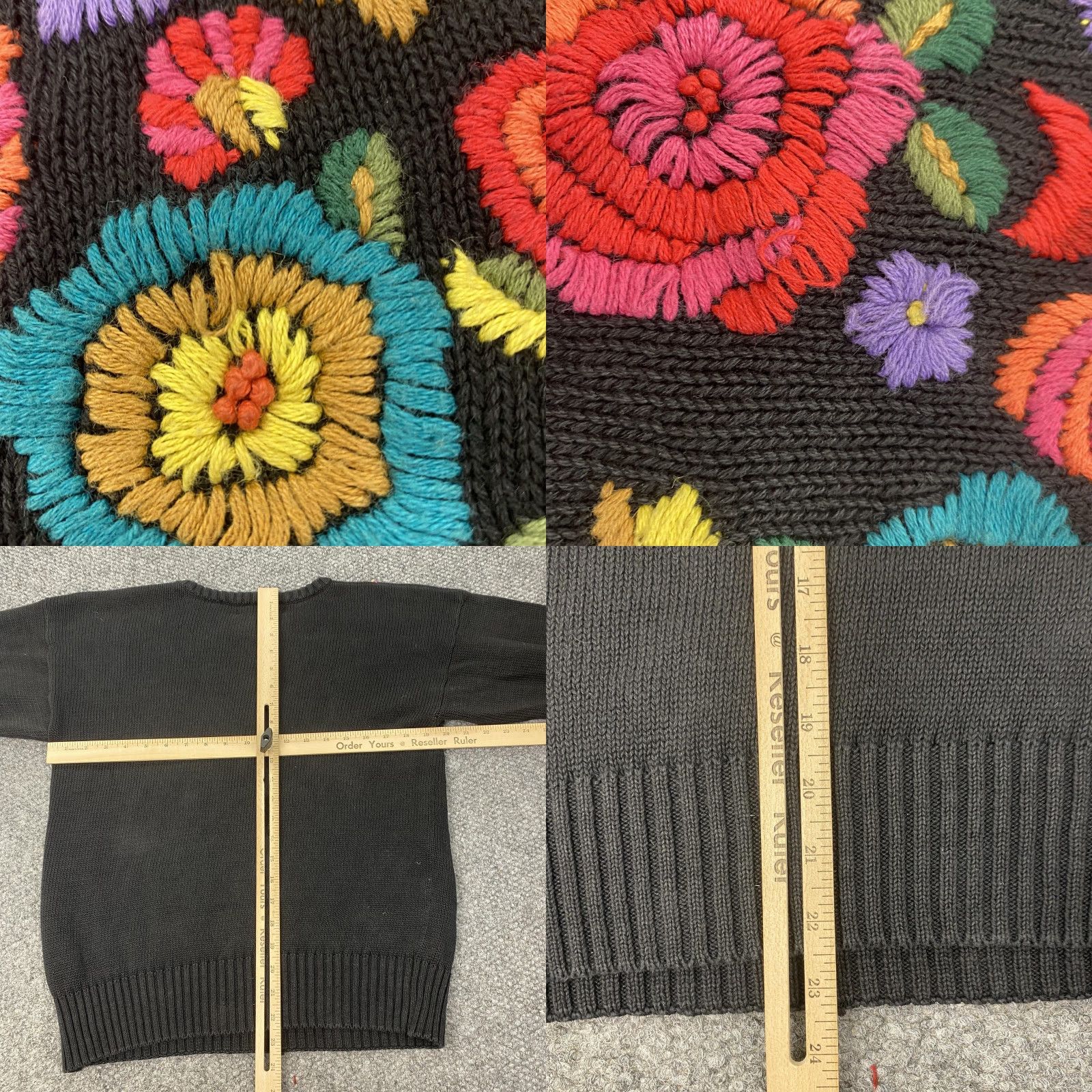 Vintage VINTAGE? Essence Sweater Women Large Black Floral Embroidered Pullover Boho Ramie Cotton Pullover L Floral Embroidered Womens Size L / US 10 / IT 46 - 8 Thumbnail