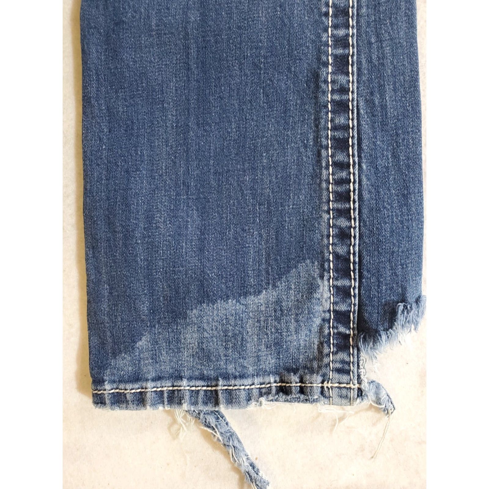 Miss Me VINTAGE: MISS ME Jeans 27/34 Bootcut Blue Leather Embroidered Rhinestone Studded Distressed Pockets 32in Inseam Womens Jeans Mens? Size 27" / US 4 / IT 40 - 5 Thumbnail