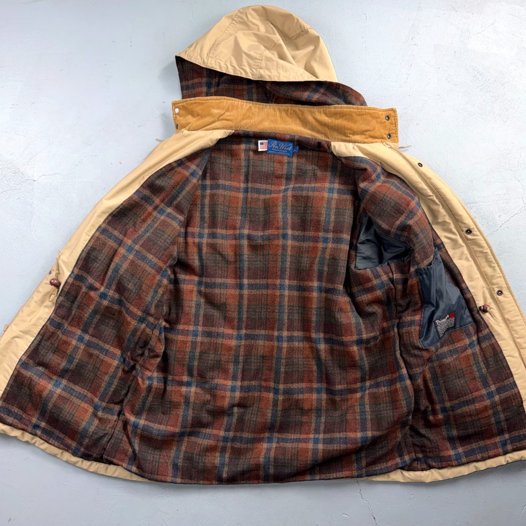 Pendleton VINTAGE Pendleton Jacket Coat USA Tan Beige Thinsulate Wool L Mid-Length Cinch Waist Men Size L Size US L / EU 52-54 / 3 - 2 Thumbnail
