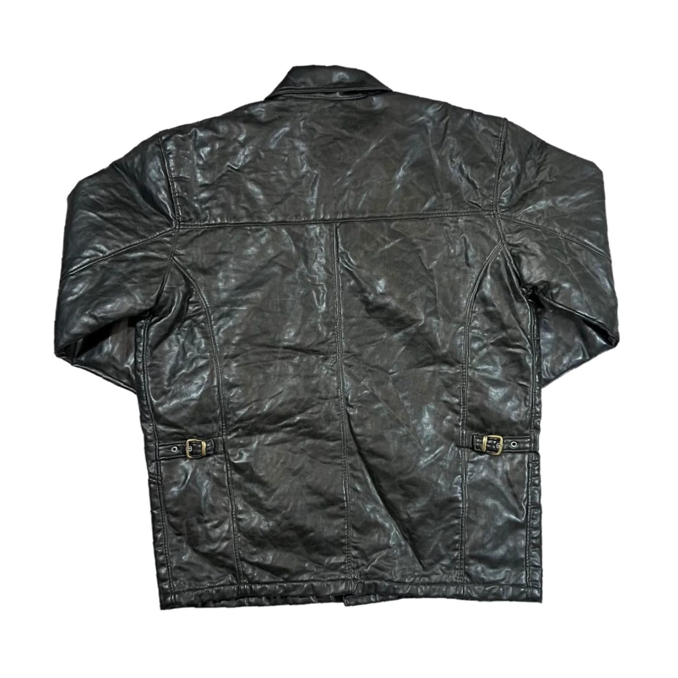 Vintage VINTAGE VINCENT & CO. ALTA MODA Jacket Mens XL Black Faux Leather Bomber Jacket Button Pockets 27.5" Pit 33.5" Length 25.5" Cuffed Size US XL / EU 56 / 4 - 2 Thumbnail