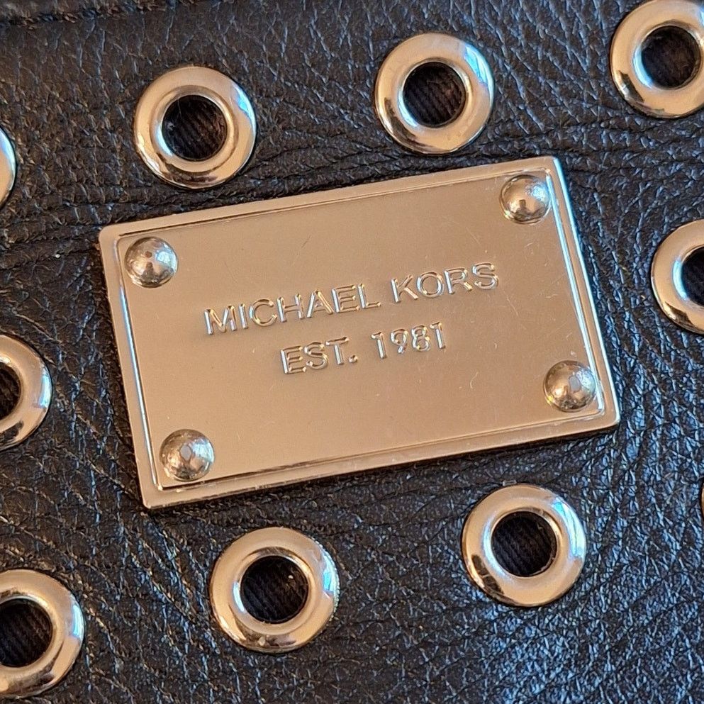 Michael Kors Michael Kors Wristlet Black Leather Eyelet 9.75" x 5.5" Punk Size ONE SIZE - 2 Thumbnail