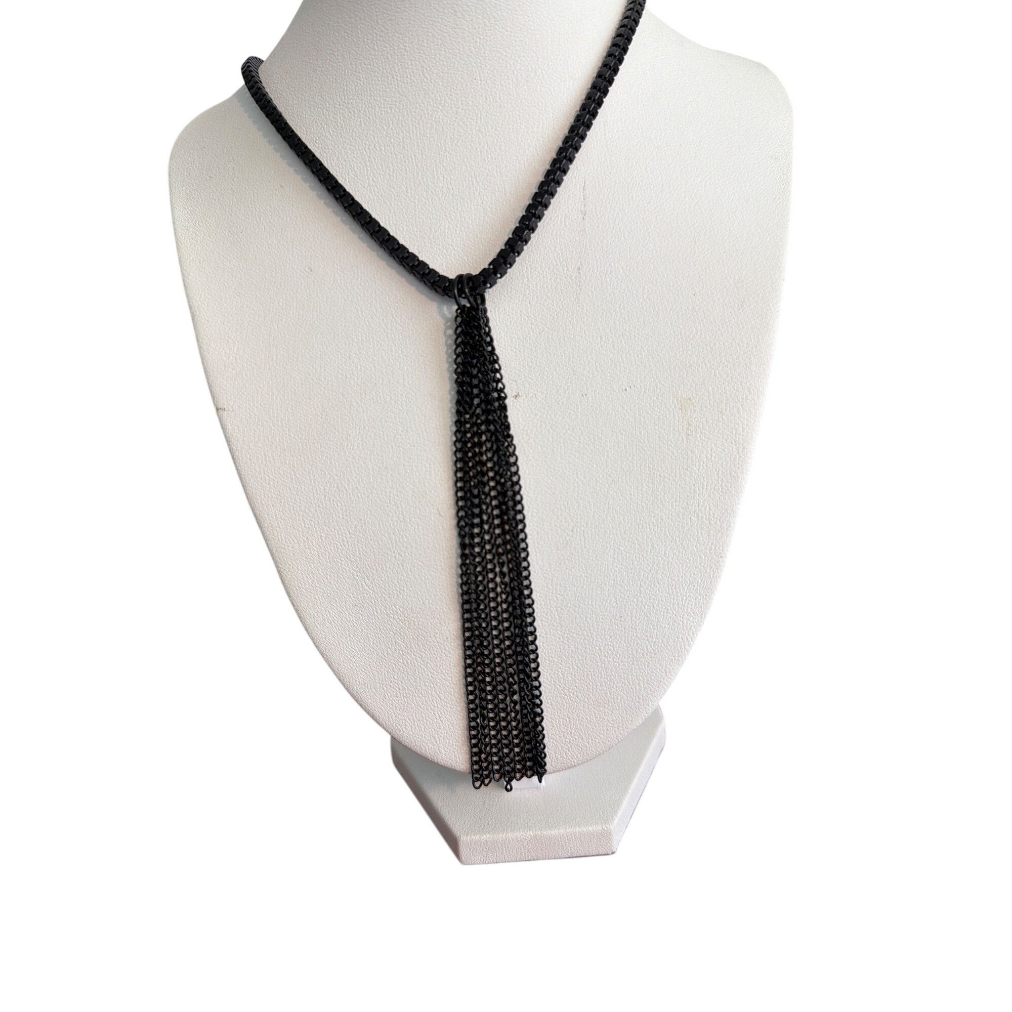 Other Black Box Chain Tassel Necklace Long Length Sleek Design No Size ONE SIZE - 1 Thumbnail