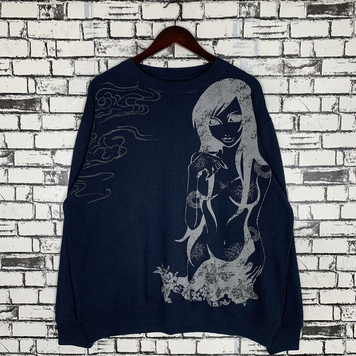 Heaven Strange Over Print Sweatshirt Crewneck
