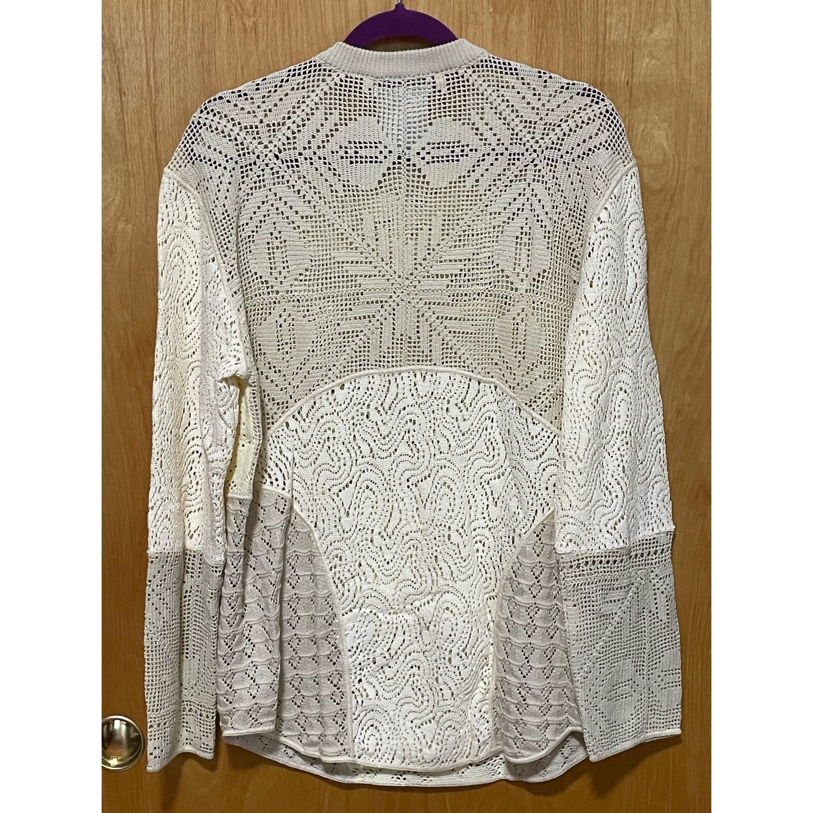 Marine Serre SS23 Marine Serre Beige Crochet Regenerated Sweater Size M Size US M / EU 48-50 / 2 - 2 Thumbnail