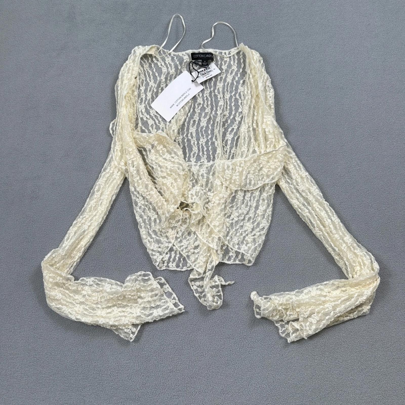 Other NWT Cotton Candy LA Lace Wrap Top S Womens Vanilla Sheer Tie Size S / US 4 / IT 40 - 9 Thumbnail