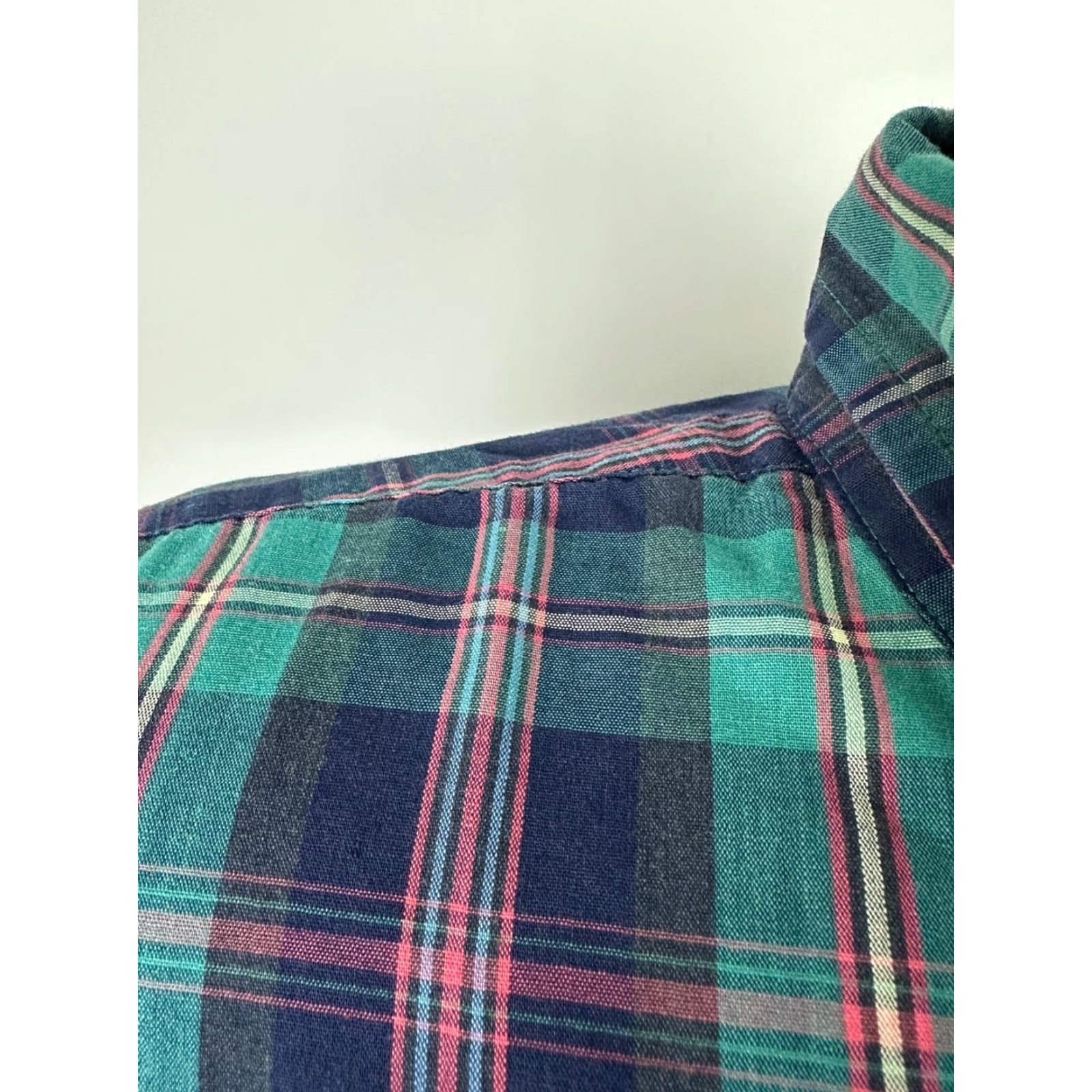 Eddie Bauer VINTAGE Eddie Bauer Marin Poplin Shirt Men XL Casual Plaid Button-Down Teal Green 90s Size US XL / EU 56 / 4 - 5 Thumbnail