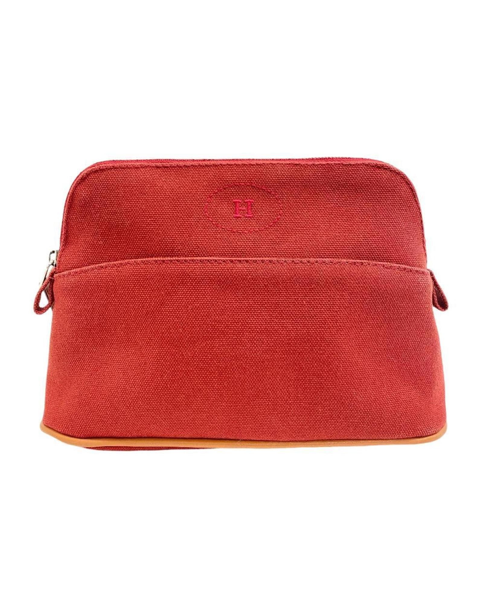 image of Hermes Refined Red Canvas Pouch - Good Condition, Women's
