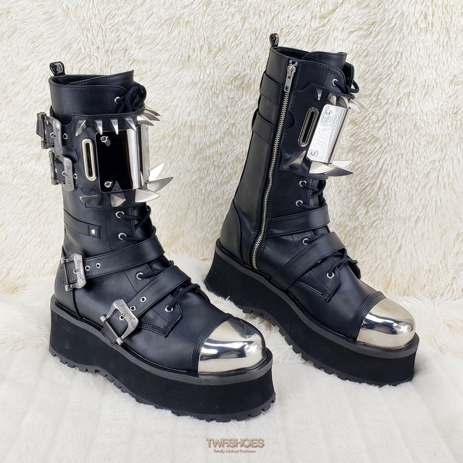 Other GraveDigger 250 Claw Spike Black Lace Up Boots Mid Calf Men Size US 5 / EU 37 - 3 Thumbnail