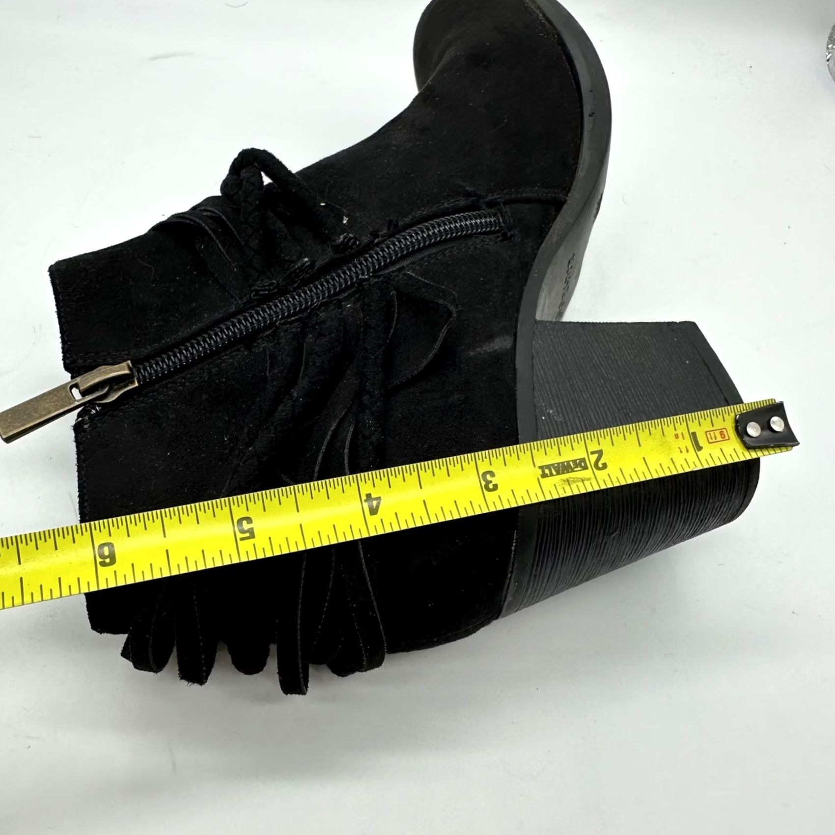 Vintage Bamboo Womens Bootie Ankle Black Faux Suede Block Heel Zipper Size 7.5 Shoes Size US 8 / IT 38 - 2 Thumbnail