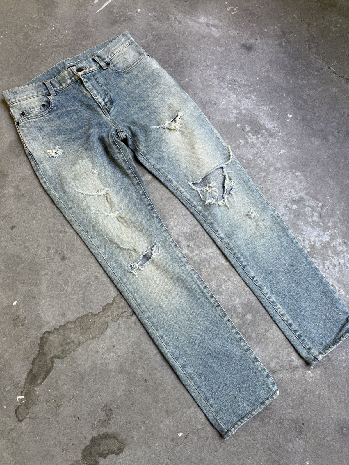Saint Laurent Paris SS19 Saint Laurent blue distressed crash denim jeans Size US 28 / EU 44 - 2 Thumbnail