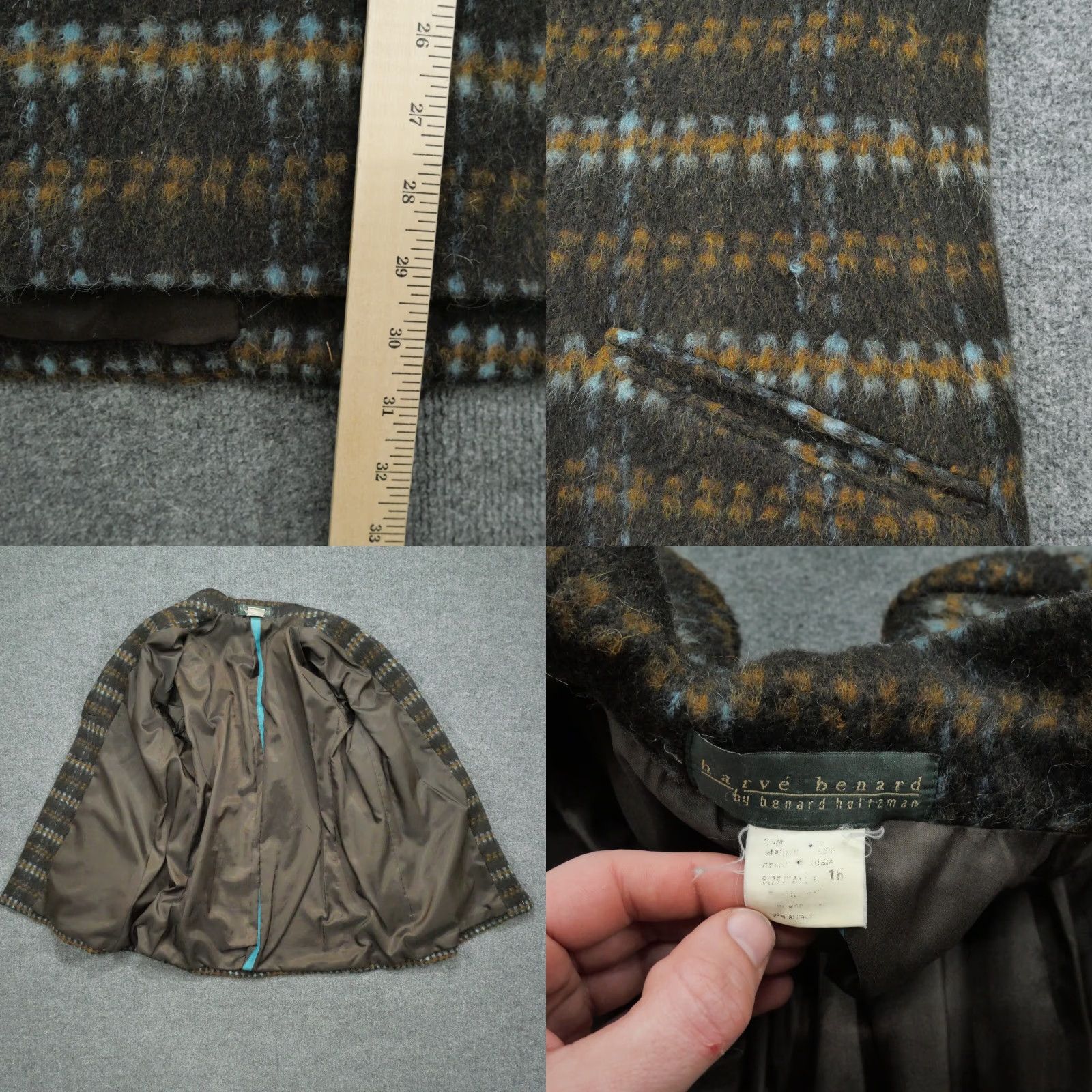 Vintage VINTAGE harvé benard Jacket Womens 16 Brown Blue Plaid Wool Alpaca Shaggy 80s Size XXL / US 16-18 / IT 52-54 - 8 Thumbnail
