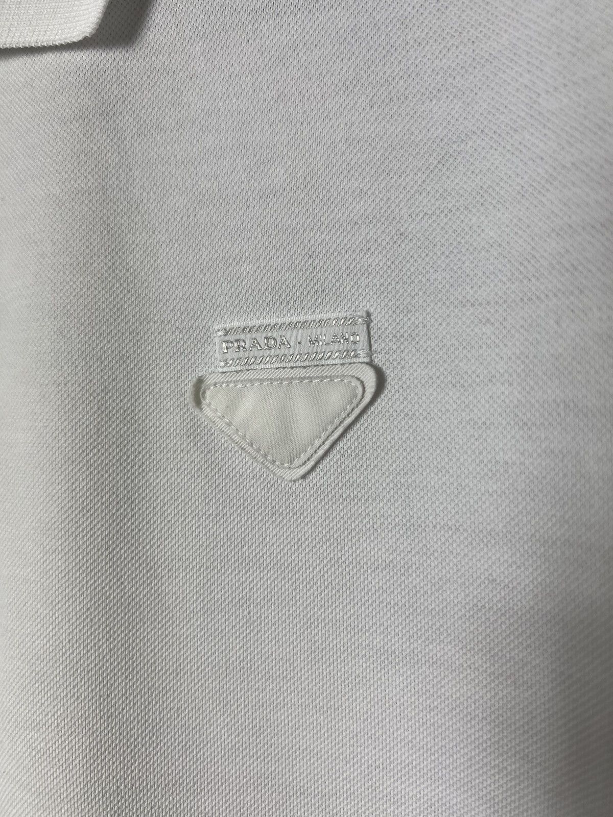 Prada Prada Milano Triangle Logo Patch White Polo Men’s T-Shirt Size US M / EU 48-50 / 2 - 5 Thumbnail