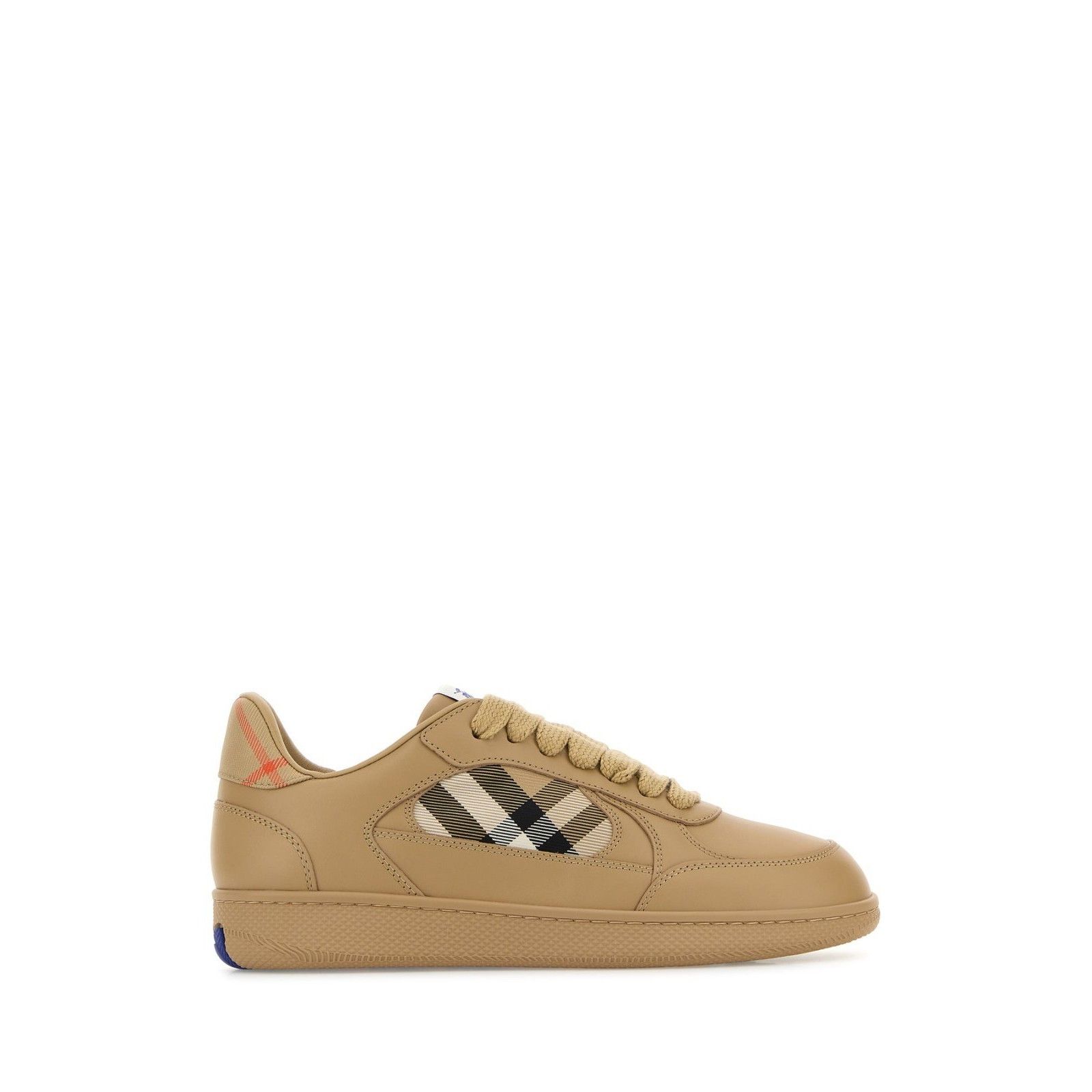 BURBERRY Terrace Brown Check Leather Sneakers New & Authenti