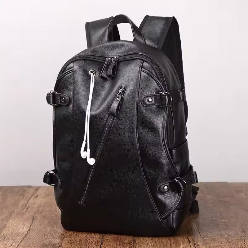 Vintage Capacity Large Waterproof PU Leather Backpack School Bag Size ONE SIZE - 1 Thumbnail