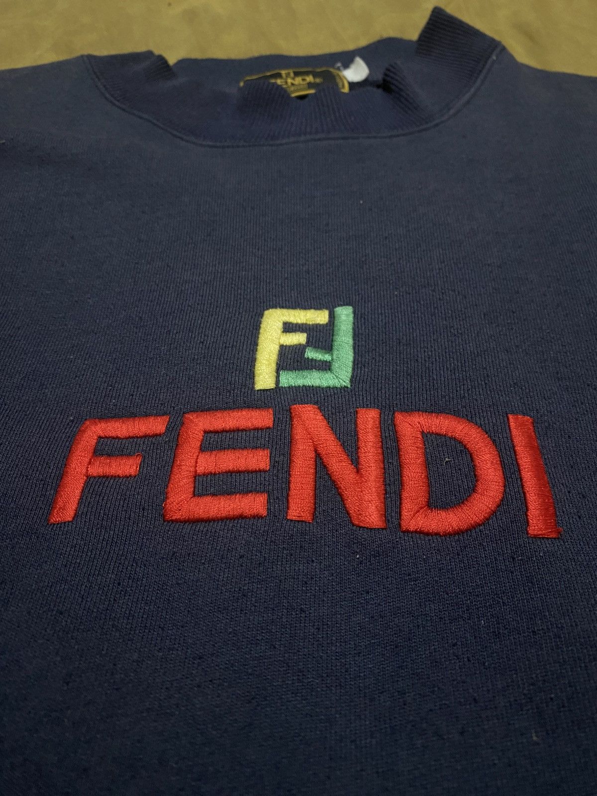 Fendi Vintage 90s Fendi Multicolour Spellout Big Logo Sweatshirt Size US L / EU 52-54 / 3 - 2 Thumbnail