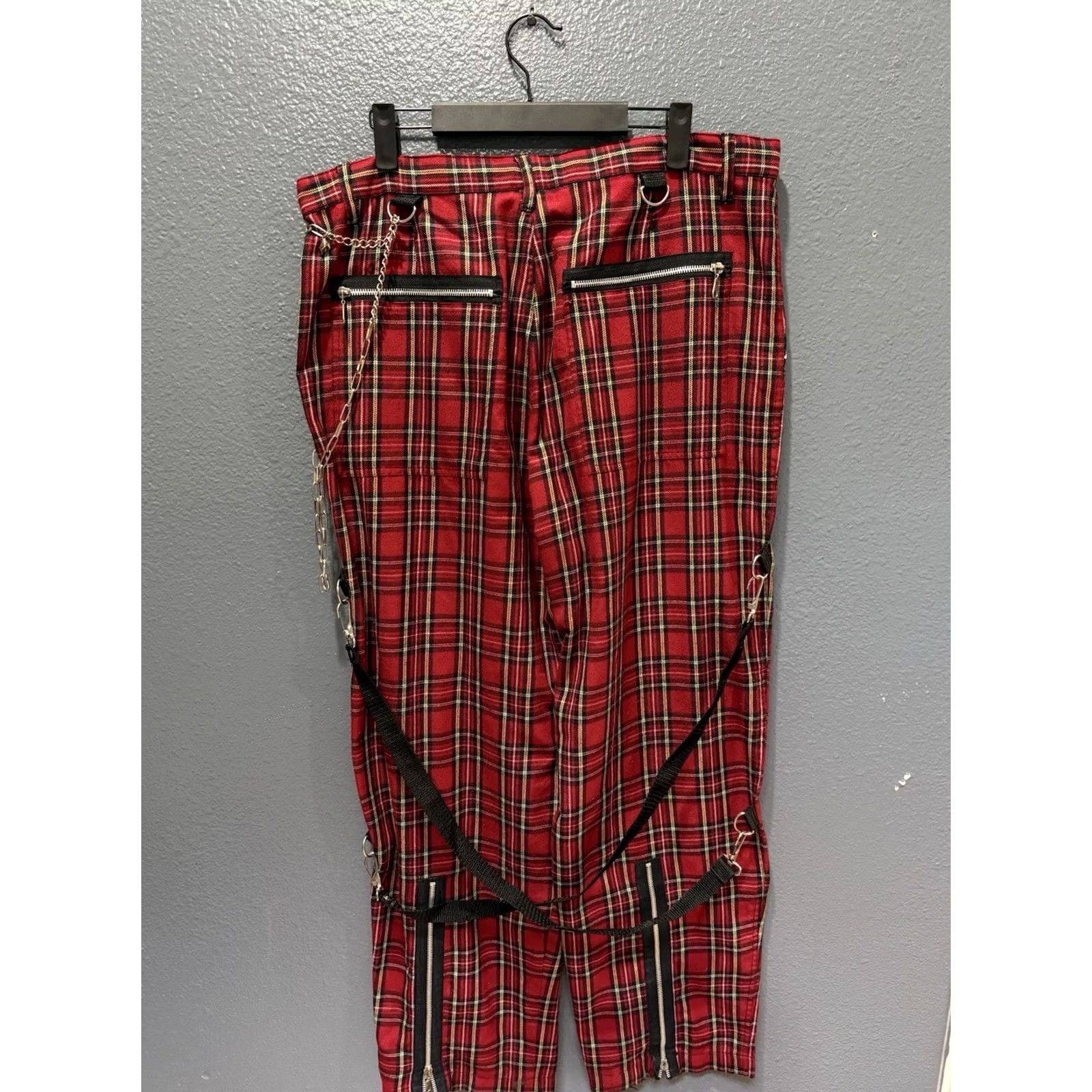 Vintage VINTAGE Morbid Threads Pants Punk Plaid Red Size 38 Mens Y2K Raver Cargo Size US 38 / EU 54 - 5 Thumbnail