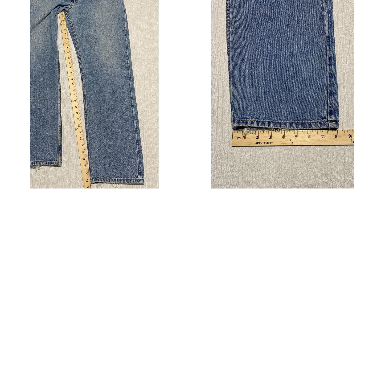 Levi's VINTAGE Levi's 505 Jeans Mens 36x30 Blue Distressed Denim 100% Cotton Regular Fit 5-Pocket Image: Logo (Button, Zip) - Levi's 500 Series Size US 36 / EU 52 - 8 Thumbnail
