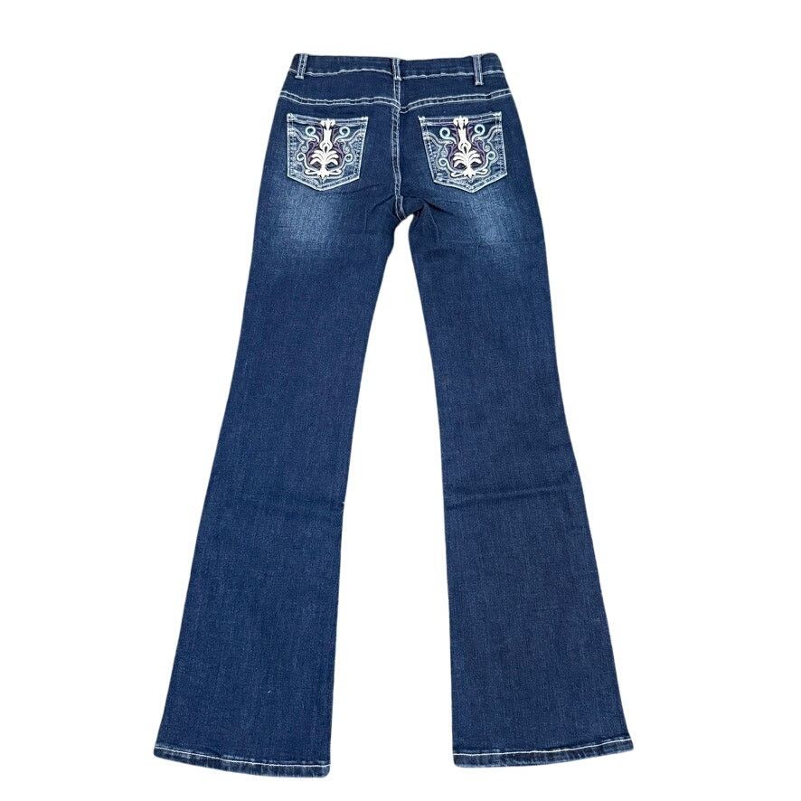 Shein Woman's Back Pocket Embroidery Bootcut Leg Jeans, Size XS Size 25" / US 0 / IT 36 - 2 Thumbnail