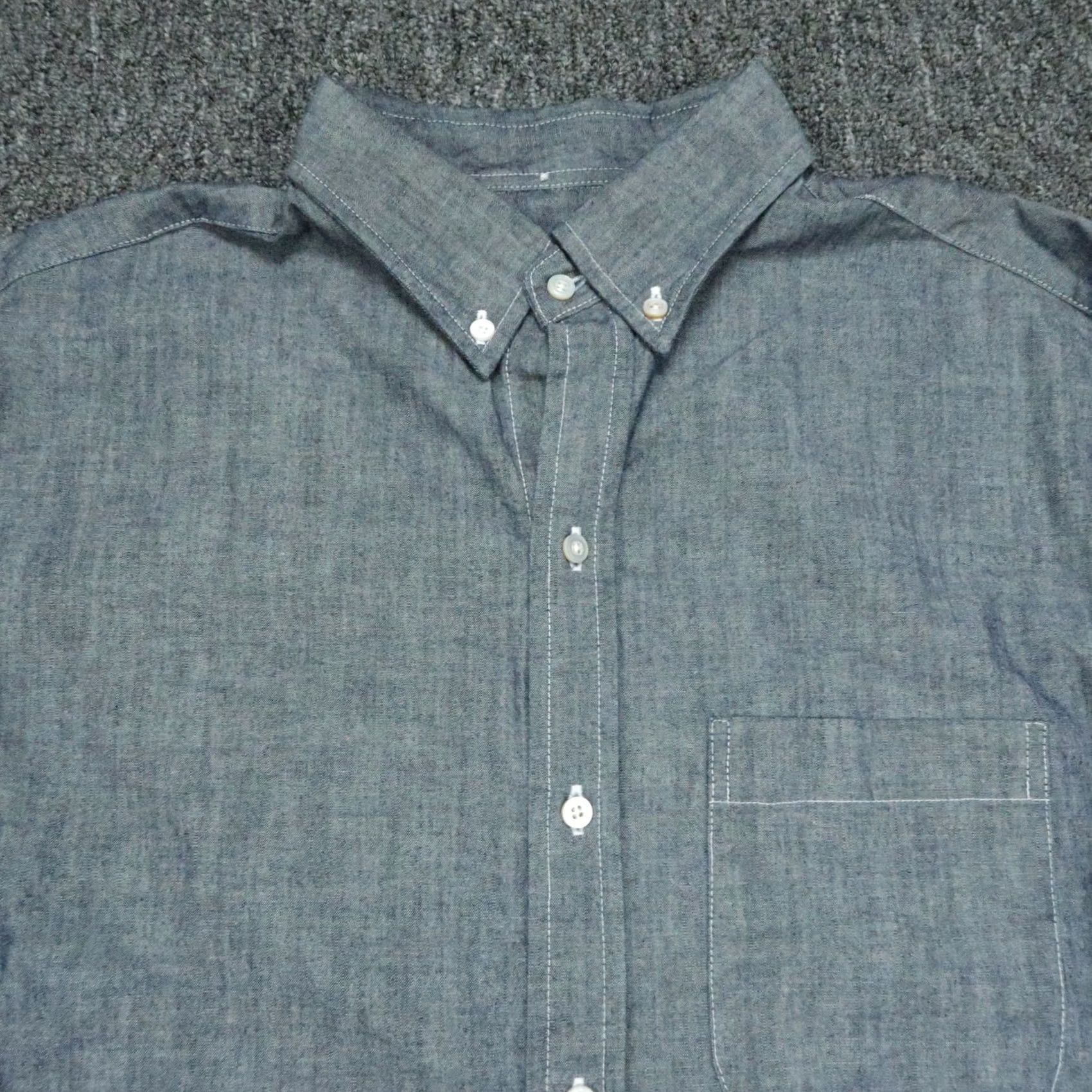 Gustin Gustin Shirt Mens XL Blue Long Sleeve Chambray Button Down Workwear Size US XL / EU 56 / 4 - 2 Thumbnail