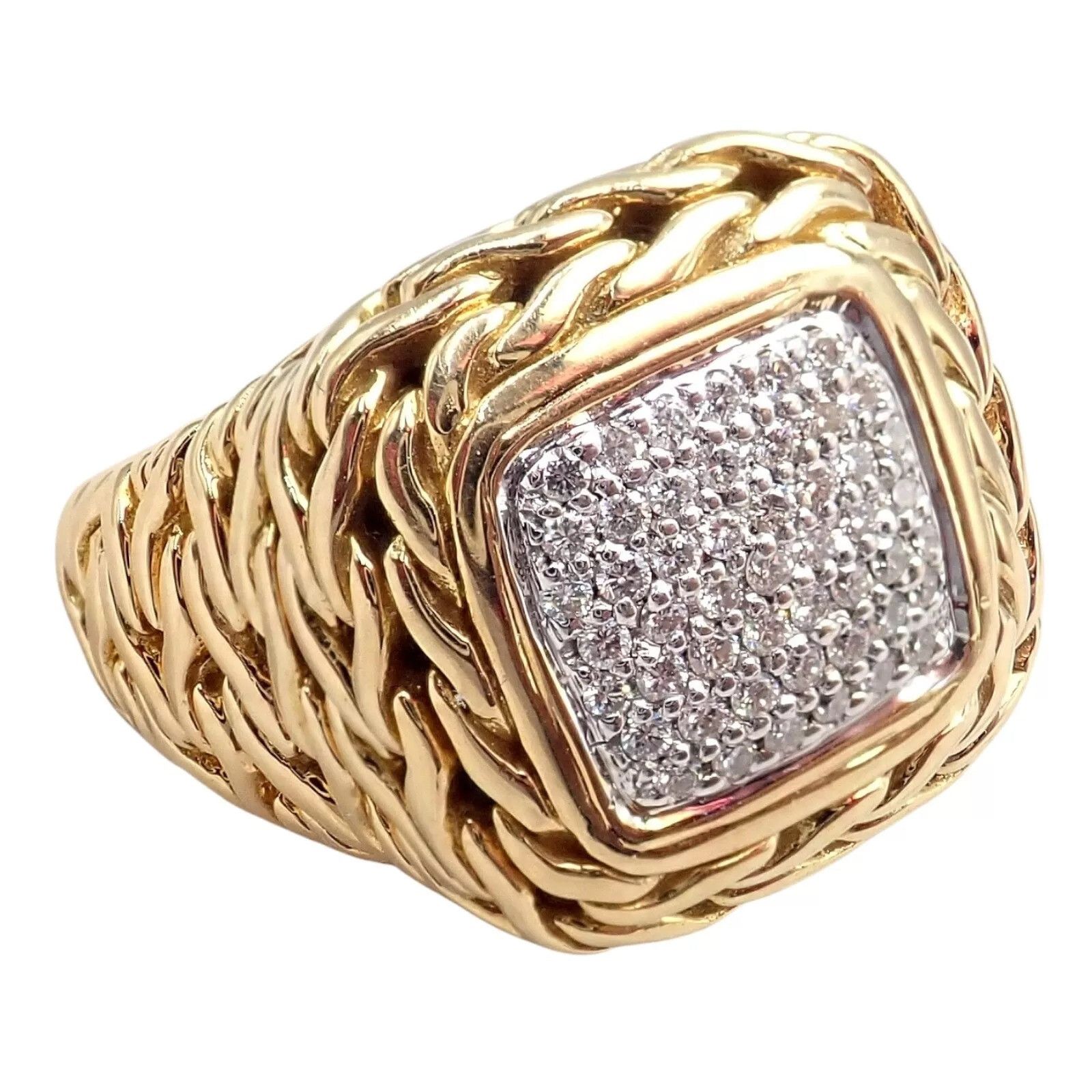 The Unbranded Brand John Hardy 18k Yellow Gold Diamond Signet Signature Ring Size ONE SIZE - 10 Thumbnail