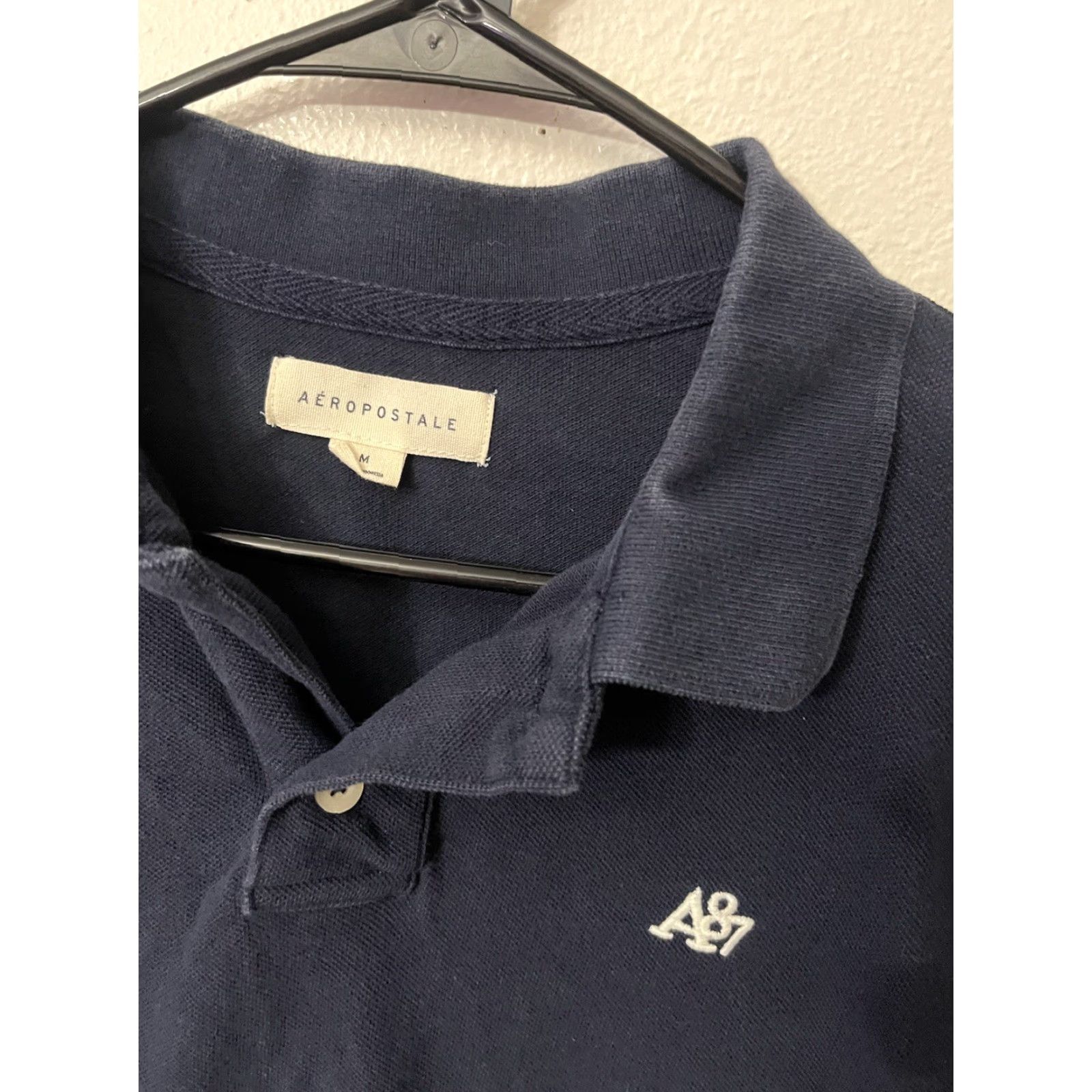 Aeropostale AeroPostale Mens Polo Shirt M Navy Blue Short Sleeve Preppy Collar Casual Shirt Size US M / EU 48-50 / 2 - 3 Thumbnail
