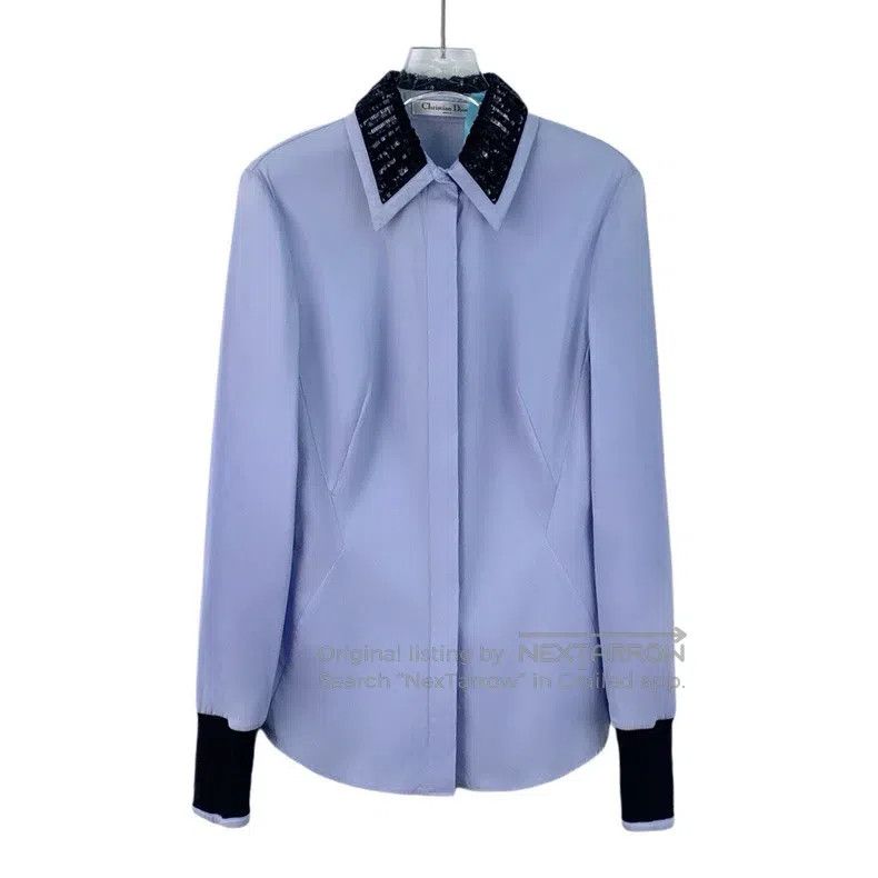 Dior Dior Blue sequin decorated cotton lapel long-sleeved shirt Size XS / US 0-2 / IT 36-38 - 1 Thumbnail