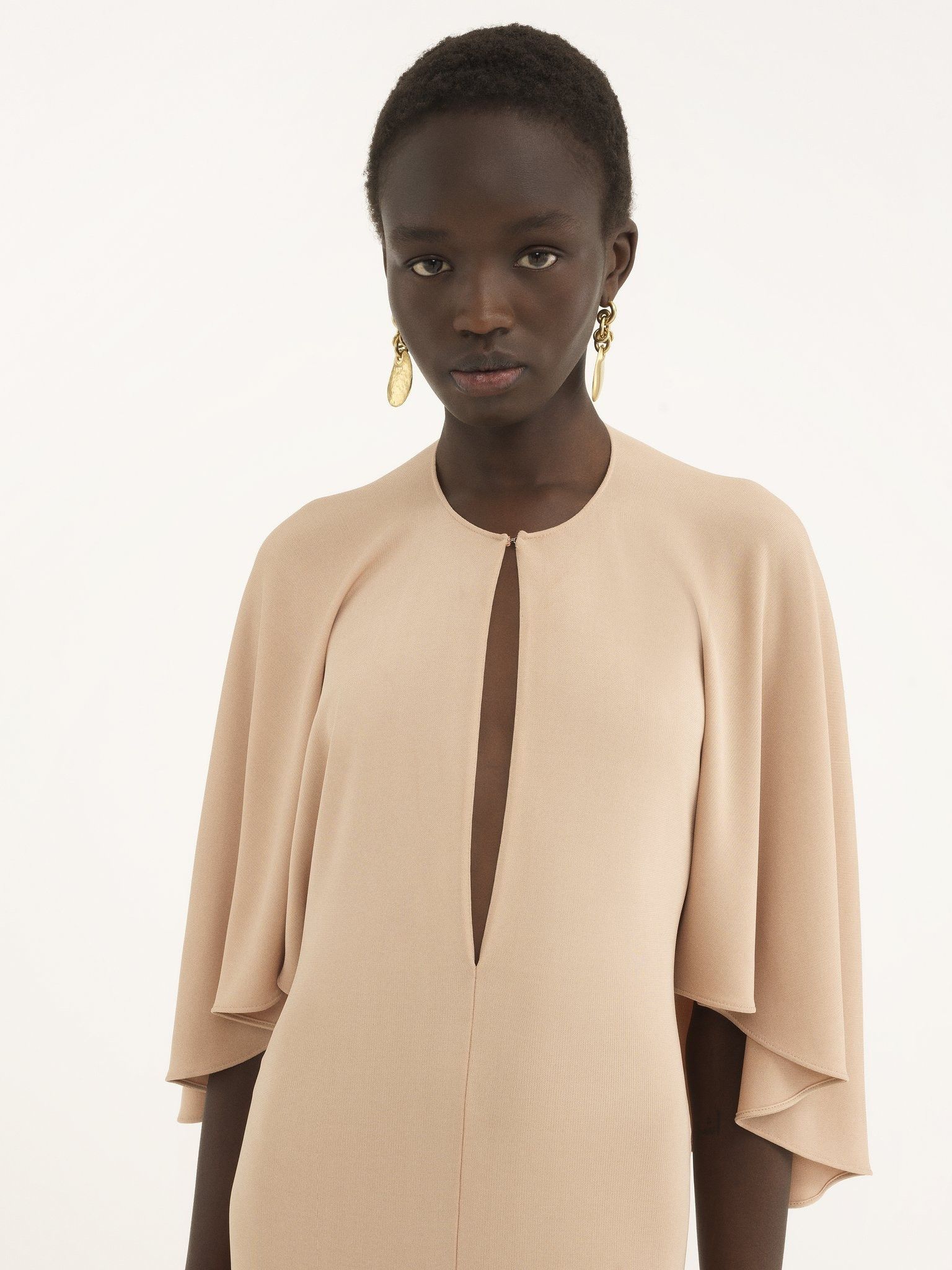 Chloe o1loc1c11025 Long Cape Dress in Delicate Pink Size M / US 6-8 / IT 42-44 - 6 Thumbnail