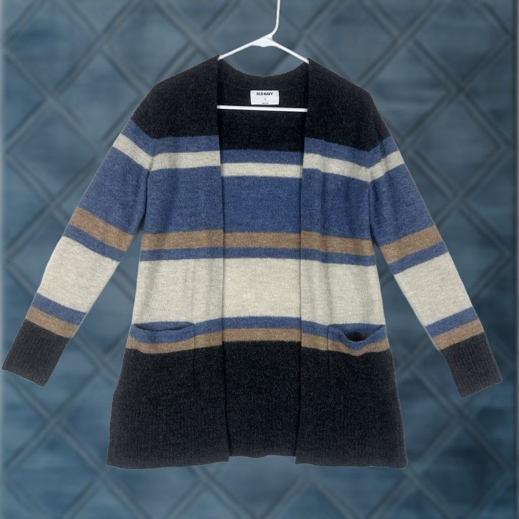 Old Navy Old Navy Cardigan Sweater Womens XS Striped Open Pockets Long Sleeve L/S Crew Neck Casual Bohemian Classic Knit Size XS / US 0-2 / IT 36-38 - 1 Thumbnail