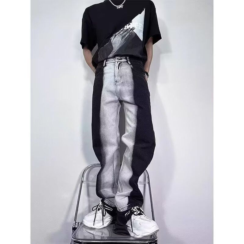 Japanese Brand Grey black color blocked casual jeans Size US 32 / EU 48 - 5 Thumbnail
