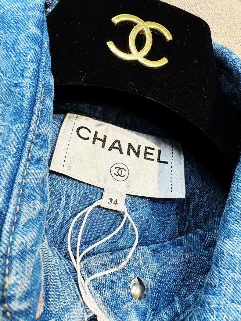 Chanel Chanel 23P blue full-print camelia denim long-sleeved long Size XXS / US 00 / IT 34 - 5 Thumbnail