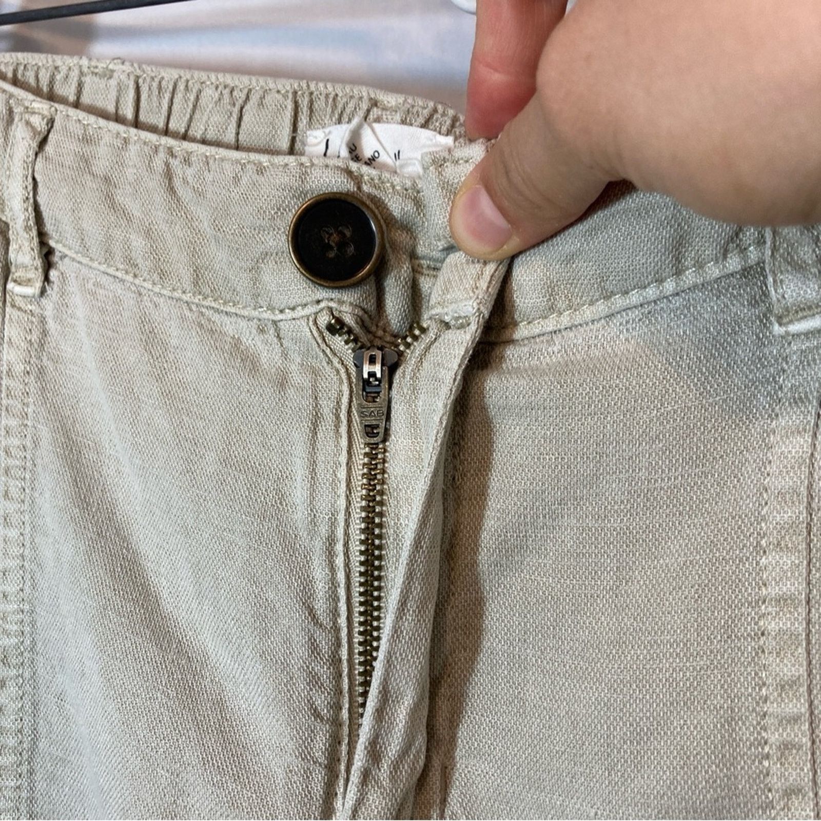 Nicole Miller Nicole Miller Linen Lyocell Cuffed Khaki Tan Cargo Pants Size 30" / US 8 / IT 44 - 3 Thumbnail