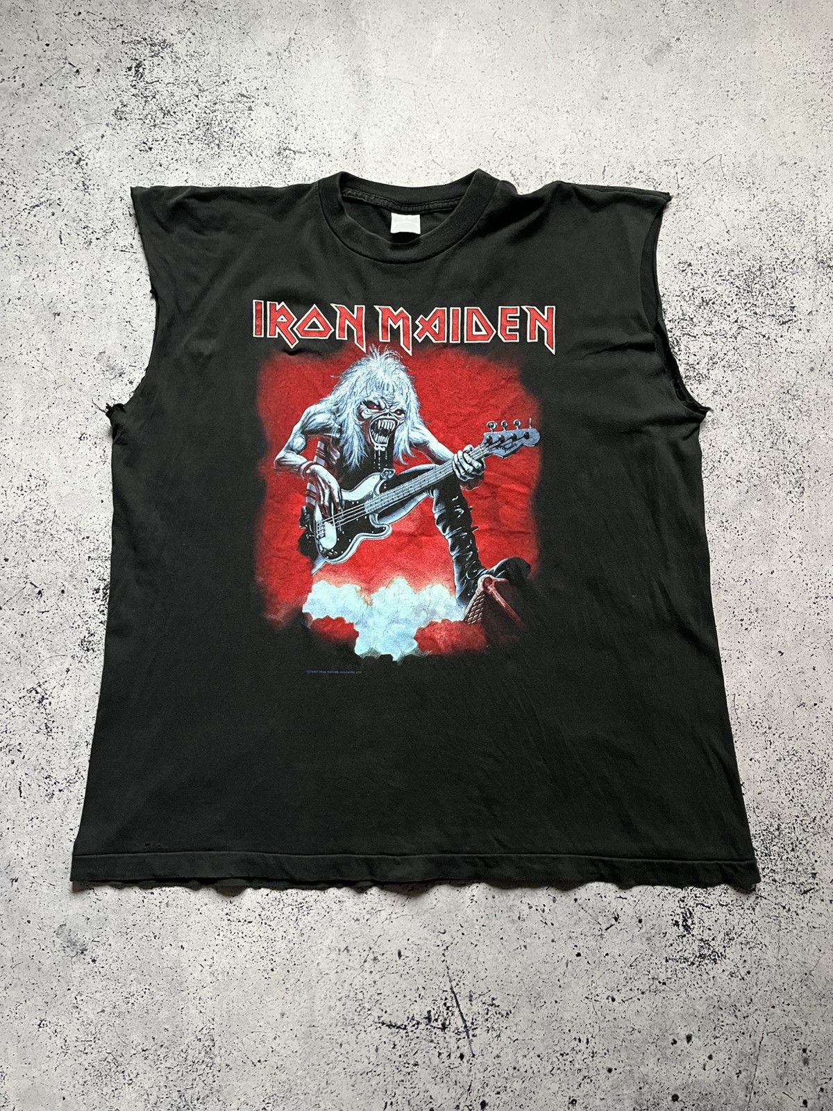 Iron Maiden 1993 Vintage Iron Maiden Real Live Tour Faded Black Tank Tee Size US XL / EU 56 / 4 - 1 Thumbnail