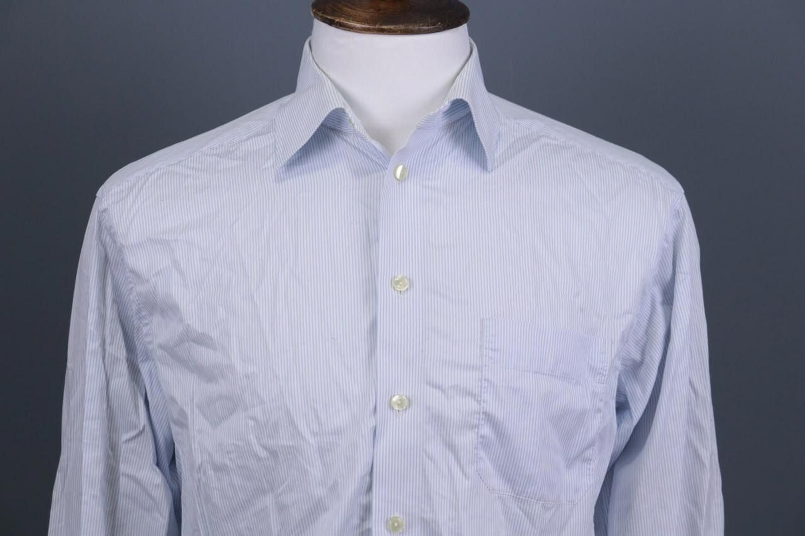 Eton ETON Classic Fit Blue Pinstripe Dress Shirt Size 41 / 16 Size US M / EU 48-50 / 2 - 2 Thumbnail