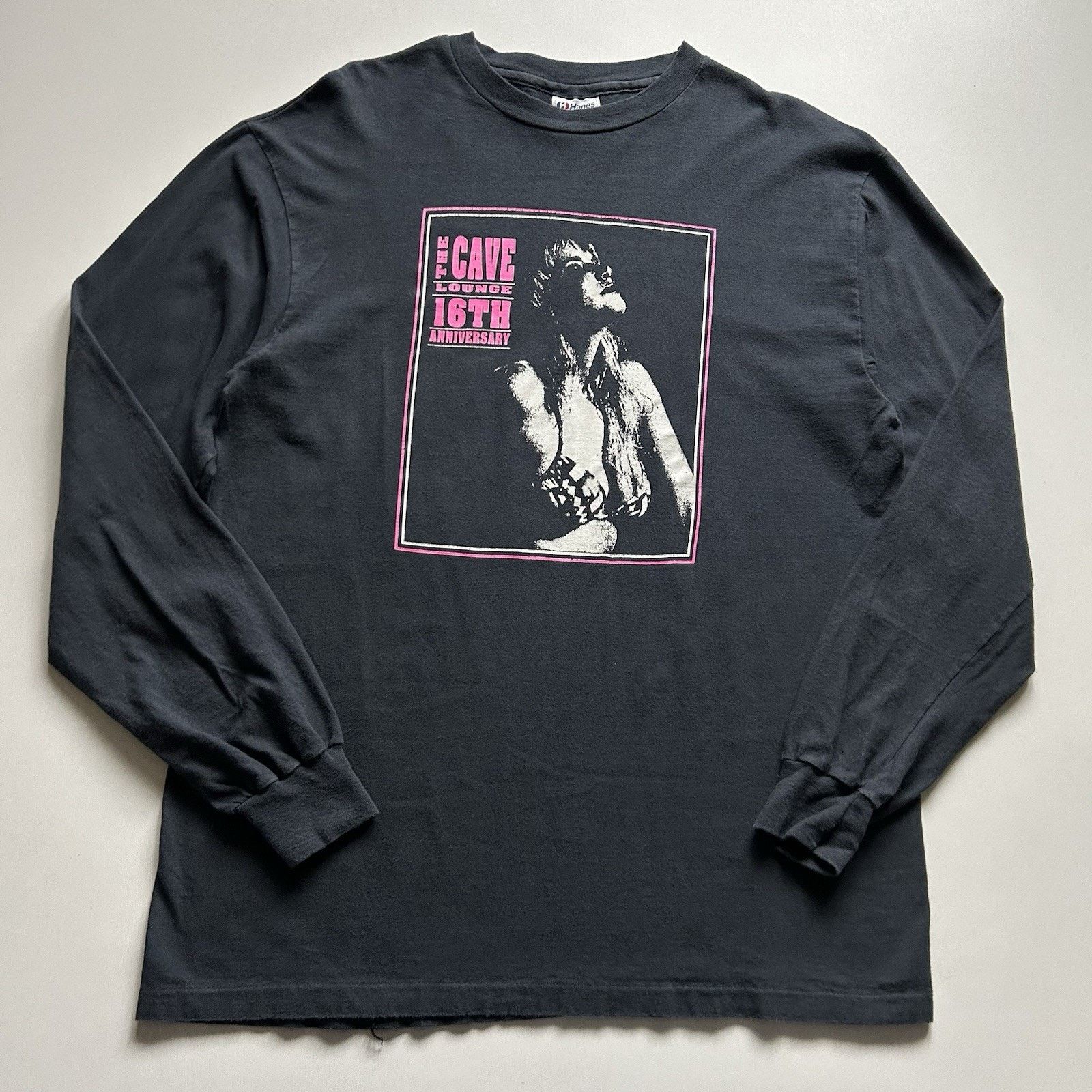 Hanes × Vintage Vintage 90s The Cave Lounge Shirt Mens XL Hanes Long Sleeve Size US XL / EU 56 / 4 - 1 Thumbnail