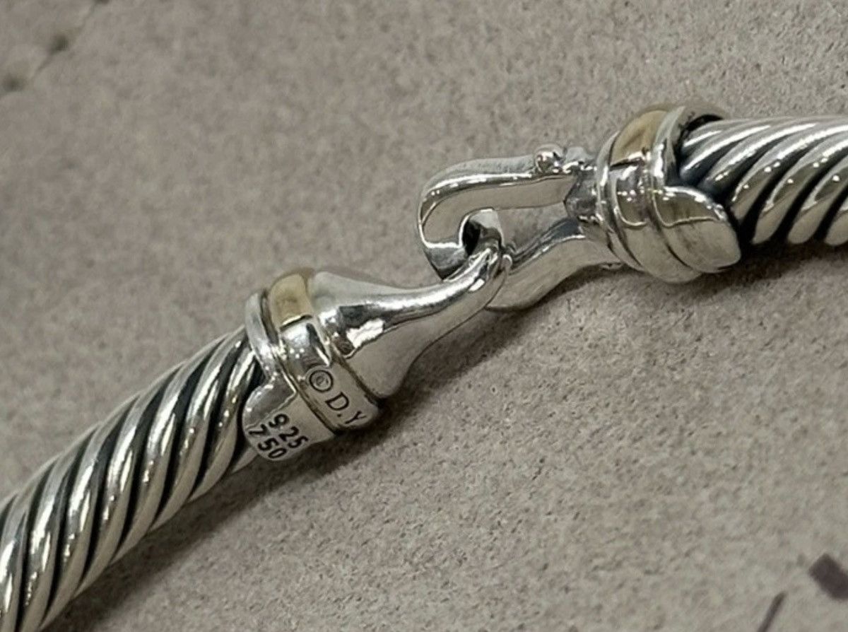 David Yurman David Yurman Classic Cable Silver Bangle w 18k 5mm Sz Medium Size ONE SIZE - 5 Thumbnail