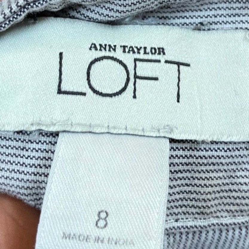 Ann Taylor Ann Taylor LOFT Womens Pants Gray Striped Mid Rise Wide Straight Stretch 8 Size 30" / US 8 / IT 44 - 5 Thumbnail